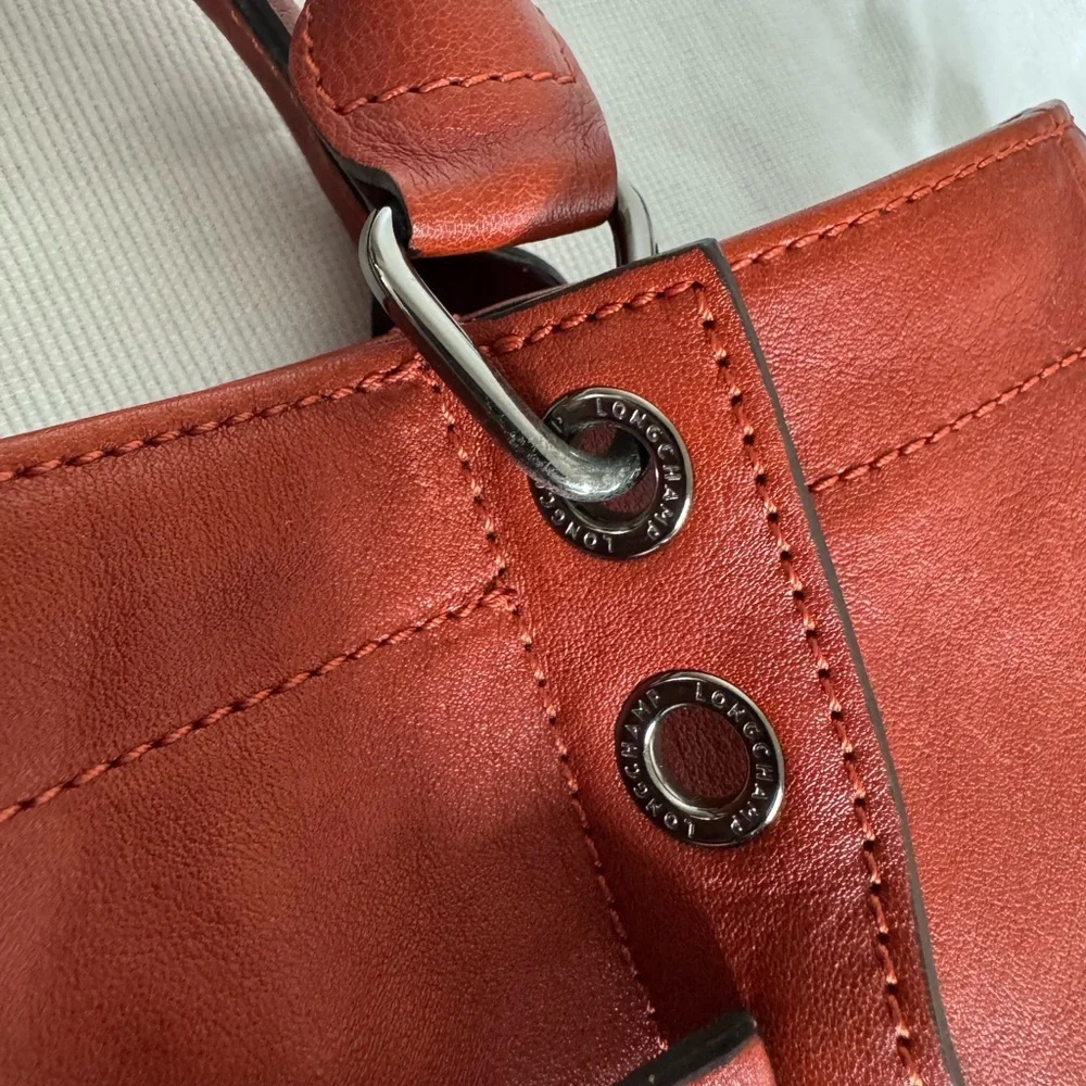 Longchamp Rust 3D Leather Tote Crossbody Bag